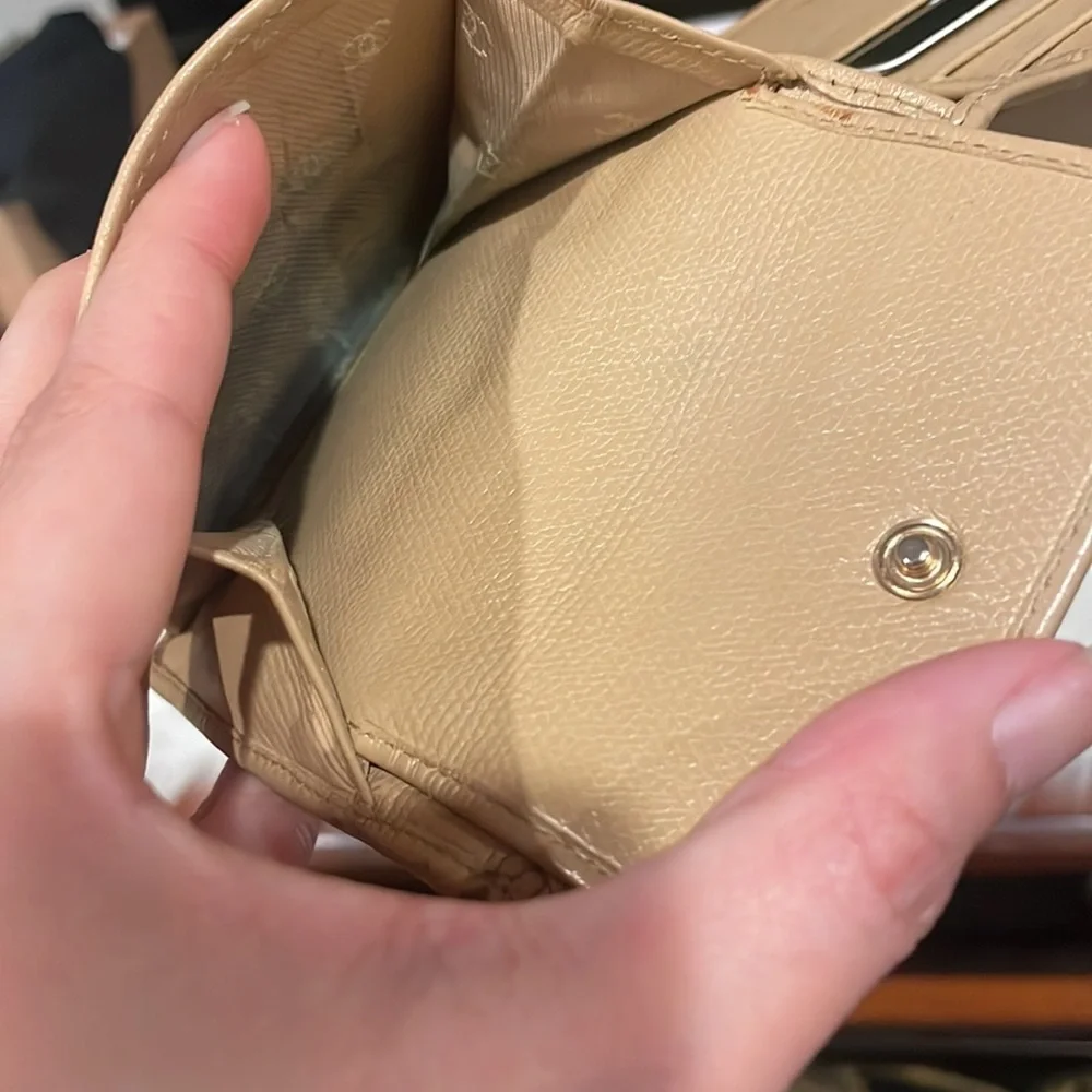 Chanel Beige Leather Wallet - Classic CC Embossed